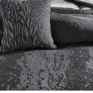 ▪️3 PC Donna Karan Moonscape QUEEN Duvet Cover & 2 Pillow Shams Charcoal NEW